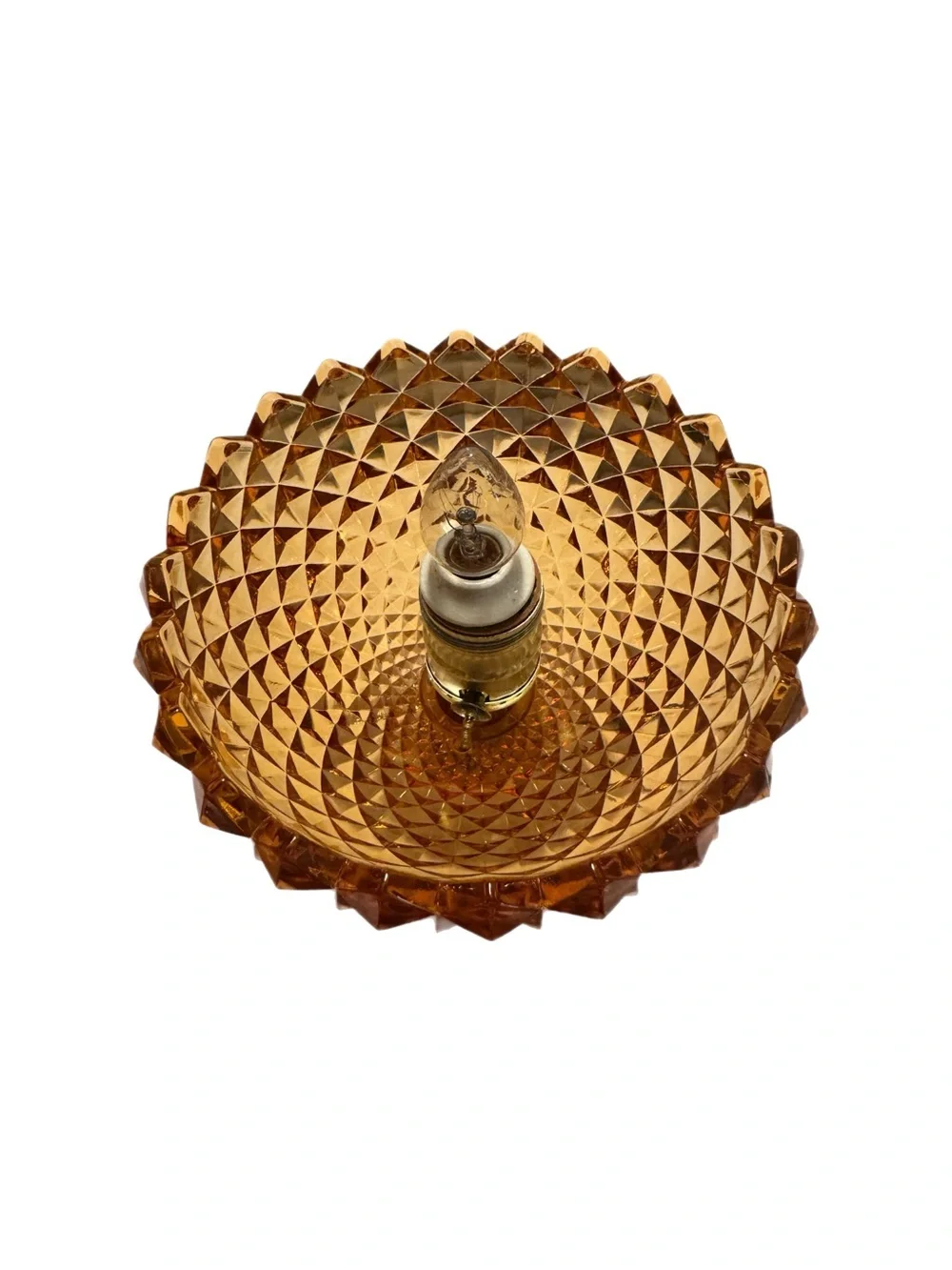 Vintage Rare MCM Westmoreland Amber Sawtooth Glass Lamp